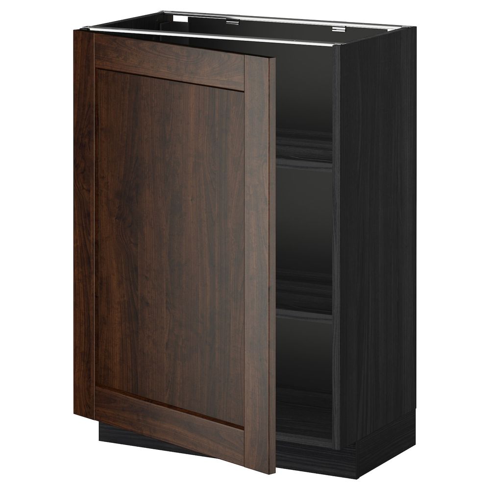 Напольный шкаф с полками, черный/Эдсерум коричневый 60x37 см IKEA МЕТОД 292.268.19 - схема-чертеж с размерами