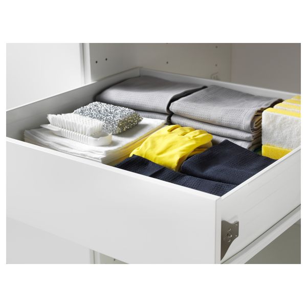 Высокий шкаф с отделением для аксессуаров, для уборки МЕТОД / ФОРВАРА, черный, Рингульт кремовый - схема-чертеж с размерами