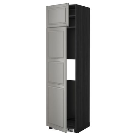 Высокий шкаф для холодильника или морозильник МЕТОД, черный, Будбин серый