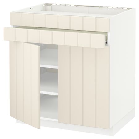 Напольный шкаф для варочной панели, 2 ящика, 2 фасада, 1 ящик МЕТОД / ФОРВАРА, белый, Хитарп белый с оттенком (80x60 см)