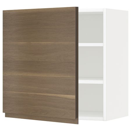 Навесной шкаф с полками, белый/Воксторп под грецкий орех 60x60 см IKEA METOD МЕТОД 494.448.97