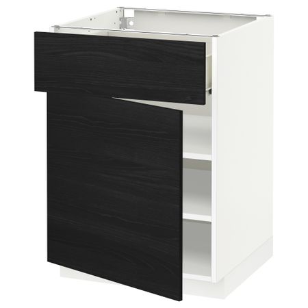 Напольный шкаф с ящиком, дверью МЕТОД / ФОРВАРА, белый, Тингсрид черный