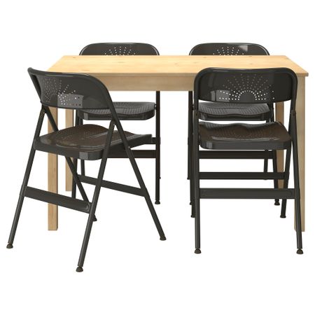 Стол и 4 стула ИНГУ / ФРОДЕ, сосна, темно-серый (120 см)