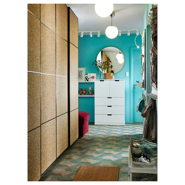 Пара раздвижных дверей, пробковый шпон 200x236 см IKEA КИРКЕНЕС 393.117.27 - схема-чертеж с размерами