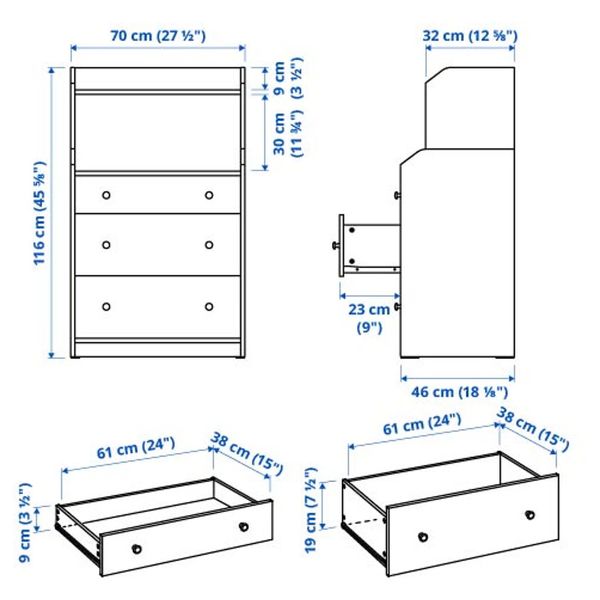 IKEA, дополнительный ракурс - схема-чертеж с размерами