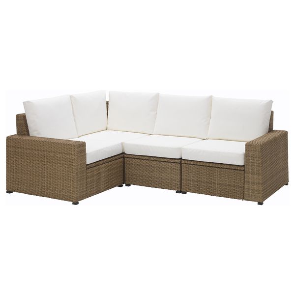 Садовый угловой диван 3 + 1 СОЛЛЕРОН, коричневый, Кунгсэ белый - фото 1