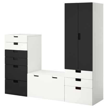 Комбинация для хранения СТУВА, белый, черный (210x50x192 см)