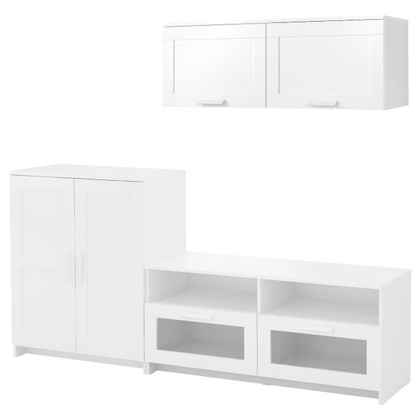 Шкаф для ТВ, комбинация, белый 198x41x190 см IKEA BRIMNES БРИМНЭС 793.968.33 - фото 1