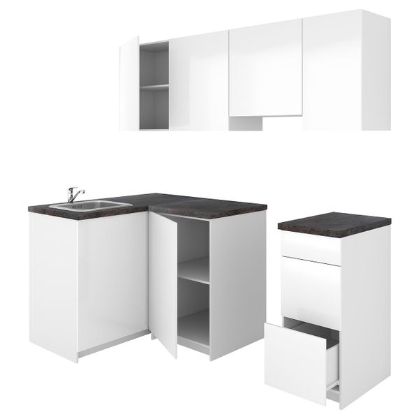 Кухня, глянцевый белый 120x220x220 см IKEA KNOXHULT КНОКСХУЛЬТ 994.015.36 - фото 1