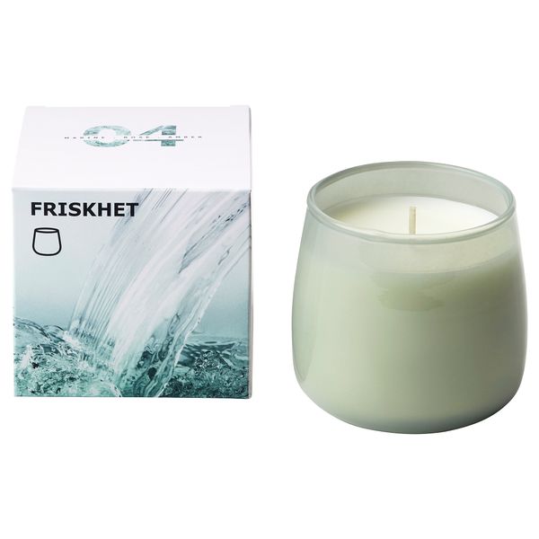 Ароматическая свеча в стакане ФРИСКХЕТ, бирюзовый Водный поток, бирюзовый (7.5 см) - фото 1