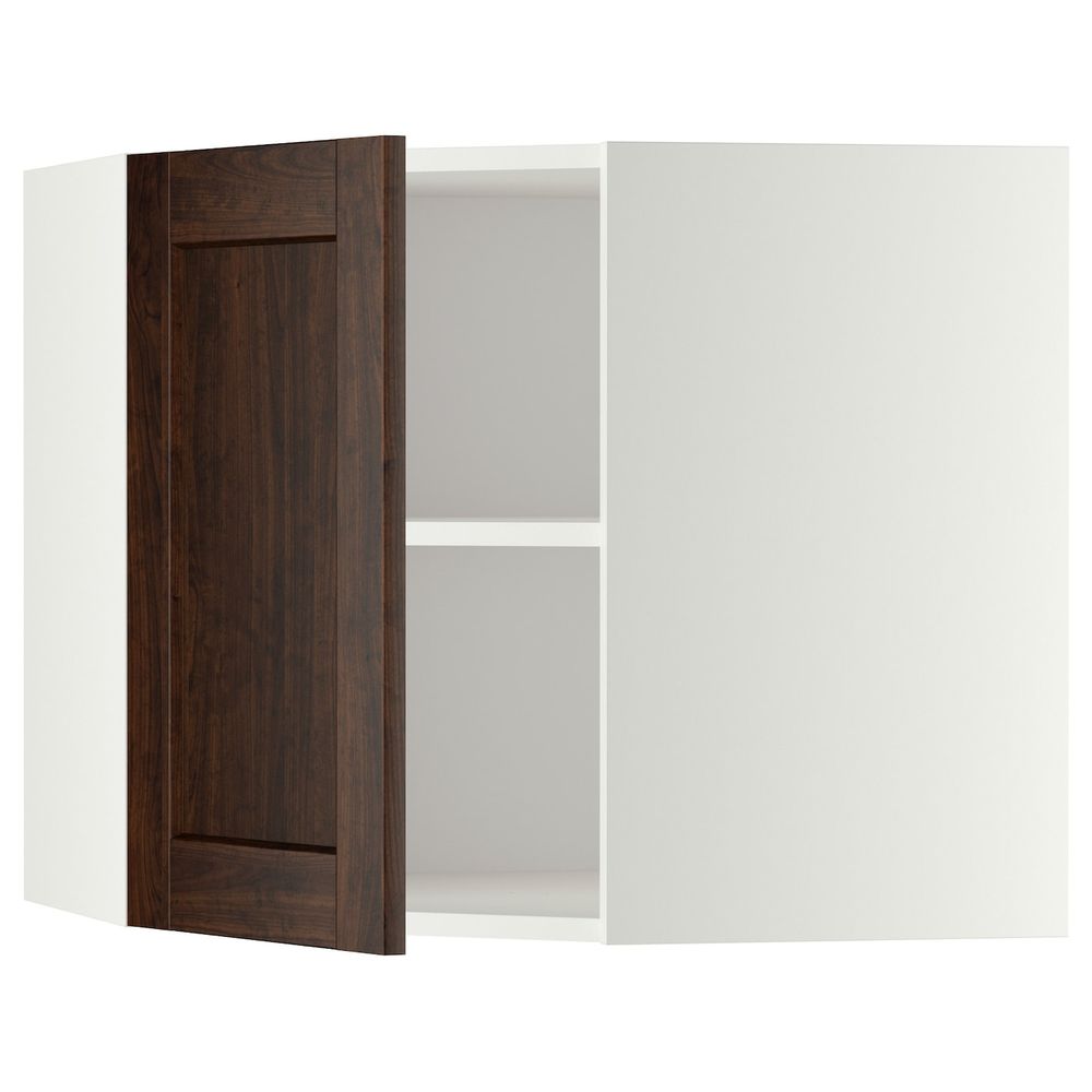 Угловой навесной шкаф с полками, белый/Эдсерум коричневый 68x60 см IKEA METOD МЕТОД 192.267.73 - фото 1
