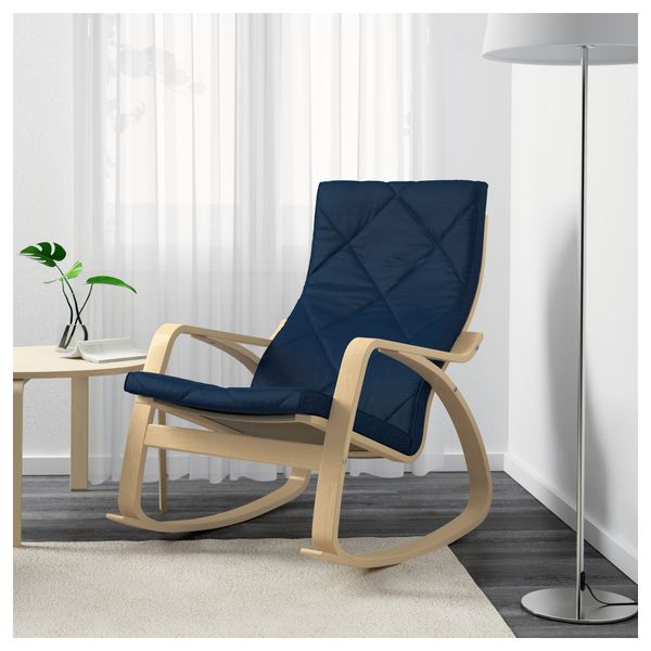 Кресло-качалка ПОЭНГ, березовый шпон, Эдум темно-синий - фото 4