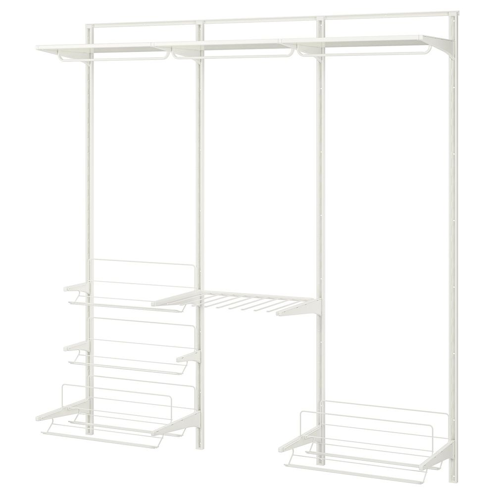 Настенная шина, штанга, модуль для/обуви, белый 190x40x196 см IKEA АЛЬГОТ 692.302.73 - схема-чертеж с размерами