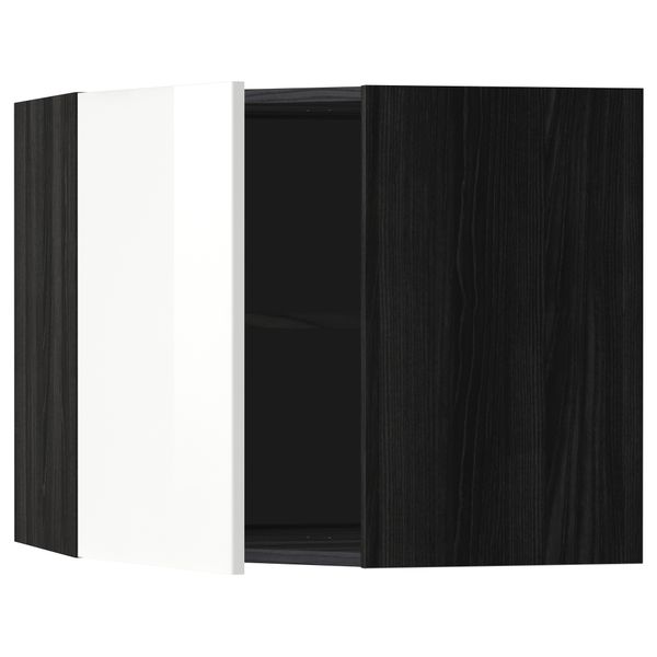 Угловой навесной шкаф с полками МЕТОД, черный, Рингульт белый - схема-чертеж с размерами