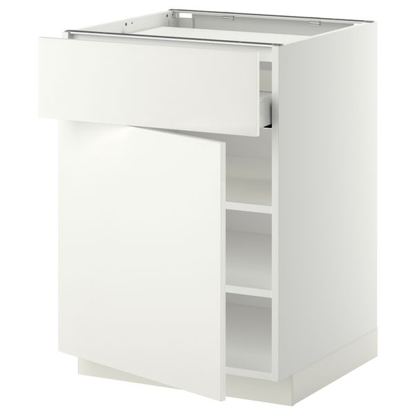 Напольный шкаф для варочной панели, ящик, полка, дверцы МЕТОД / МАКСИМЕРА, белый, Хэггеби белый (60x60 см) - фото 1
