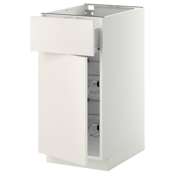 Напольный шкаф с проволочной корзиной/ящ/дверью, белый/Веддинге белый 40x60 см IKEA МЕТОД / ФОРВАРА 092.623.75 - схема-чертеж с размерами