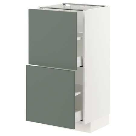 Напольный шкаф с 2 ящиками, белый/Бодарп серо-зеленый 40x37 см IKEA METOD МЕТОД / MAXIMERA МАКСИМЕРА 693.166.86