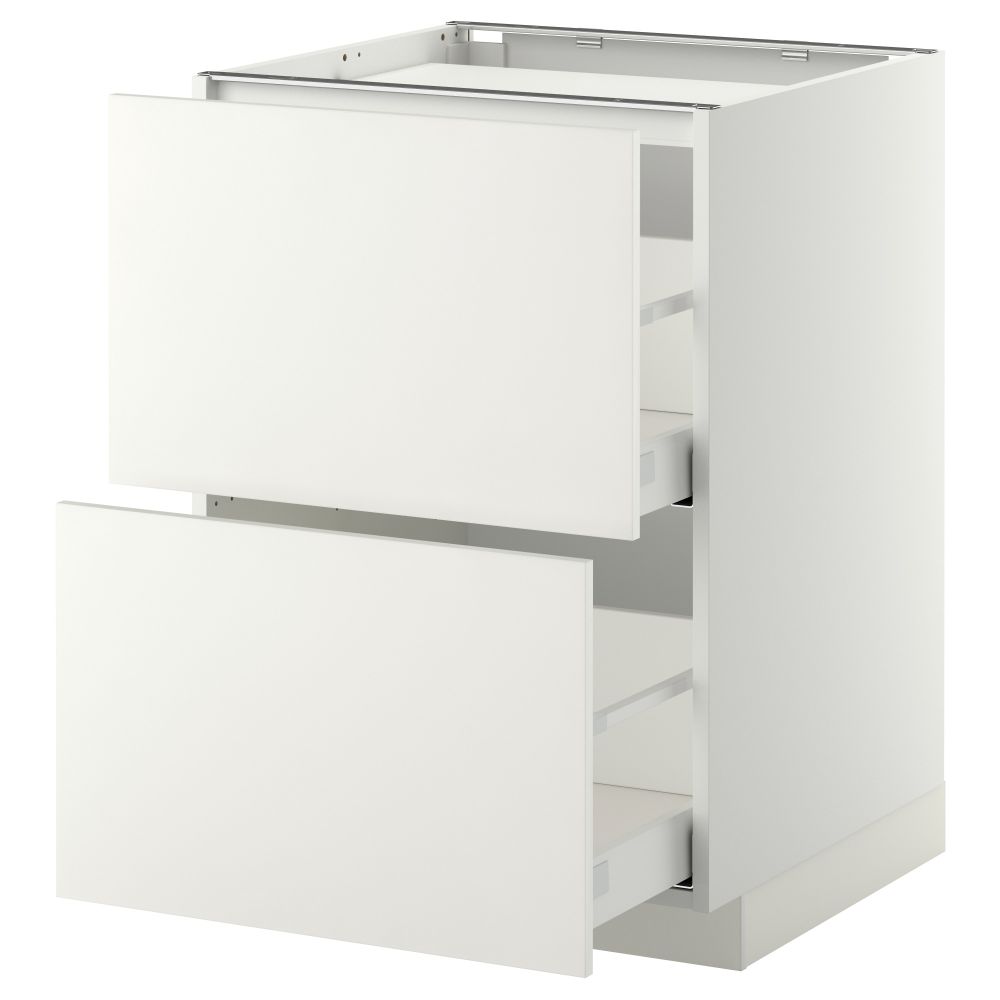 Напольный шкаф, 2 фронтальных панели, 3 ящика МЕТОД / МАКСИМЕРА, белый, Хэггеби белый - фото 1
