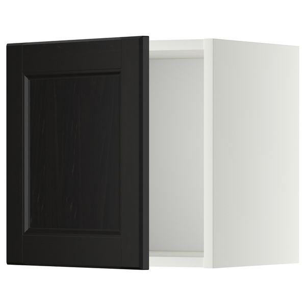 Навесной шкаф со стеклянной дверью МЕТОД, белый, Лаксарби черно-коричневый (40x40 см) - схема-чертеж с размерами