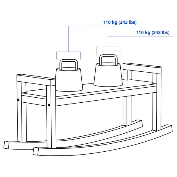 IKEA PS 2026 IKEA PS 2026 Скамья - сосна прозрачный лак 127 см - схема-чертеж с размерами