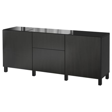 Комбинация для хранения с дверцами, ящиками БЕСТО, Лаппвикен черно-коричневый (180x40x74 см)