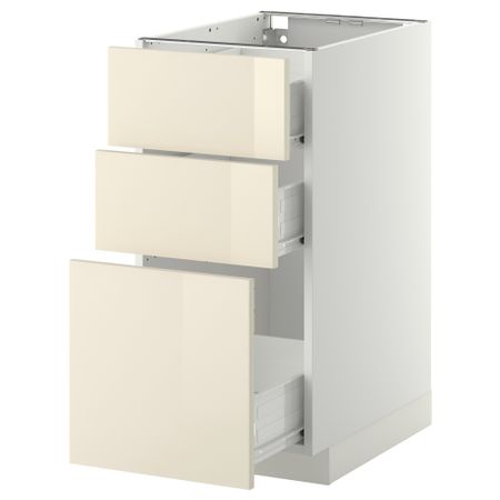 Напольный шкаф с 3 ящиками МЕТОД / ФОРВАРА, белый, Рингульт кремовый