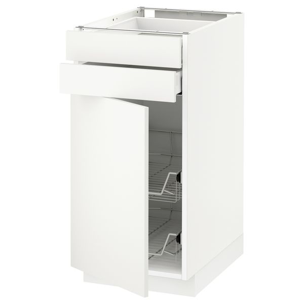 Напольный шкаф, дверца, 2 ящика, проволочных корзин МЕТОД / МАКСИМЕРА, белый, Хэггеби белый - схема-чертеж с размерами