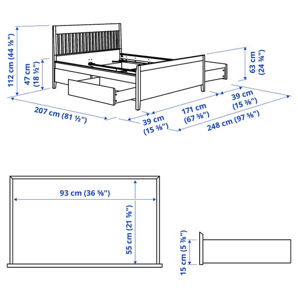 Каркас кровати с ящиками, белый/Лурой 160x200 см IKEA IDANÄS ИДАНЭС 794.065.49 - фото 6