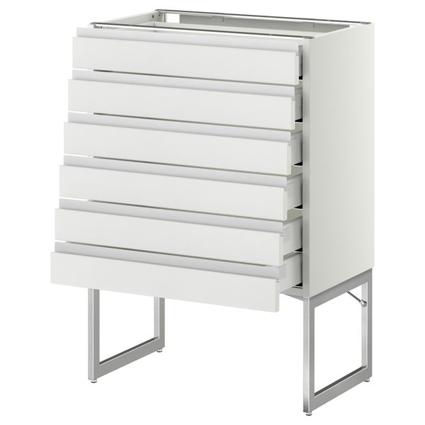 Напольный шкаф 6 фронтальных панелей, 6 нижних ящиков МЕТОД / МАКСИМЕРА, белый, Нодста белый - схема-чертеж с размерами