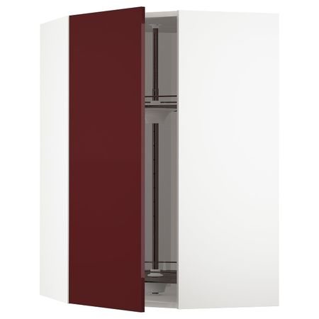 Угловой навесного шкаф с вращающейся секц, белый Калларп/глянцевый темный красно-коричневый 68x100 см IKEA METOD МЕТОД