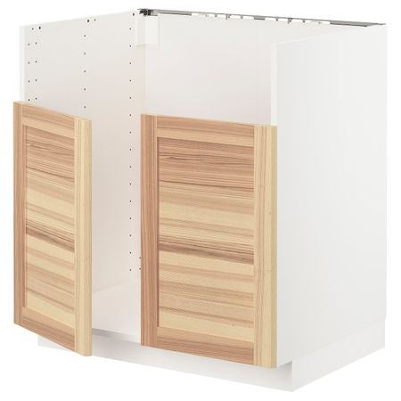 Шкаф для двойной мойки БРЕДШЁН, белый/Торхэмн ясень 80x60 см IKEA METOD МЕТОД 894.457.72