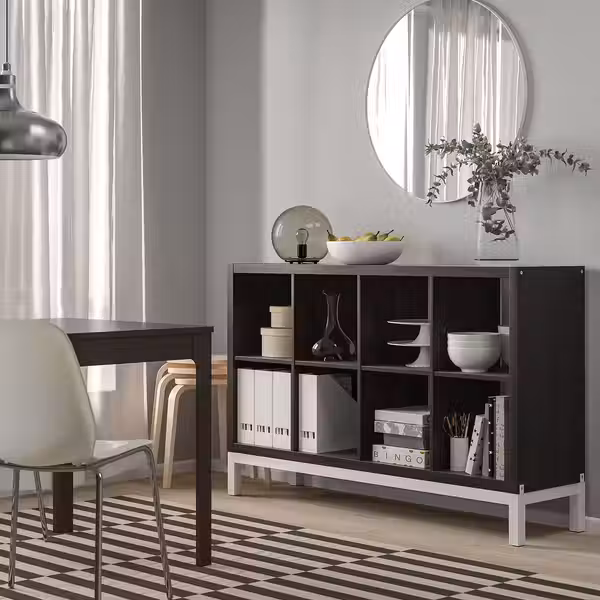 KALLAX Стеллаж с основанием - черно-коричневый/белый 147x94 см - фото 3