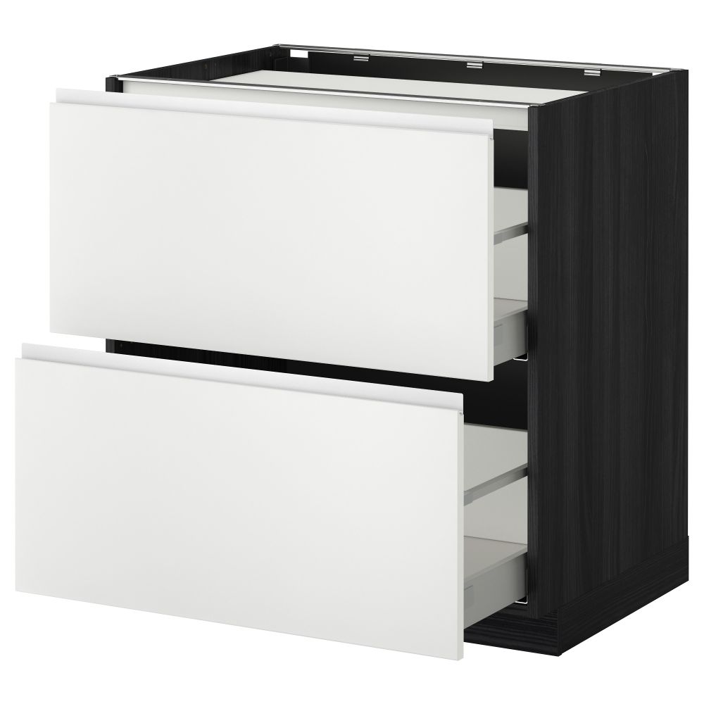 Напольный шкаф, 2 фронтальных панели, 3 ящика МЕТОД / МАКСИМЕРА, черный, Нодста белый - фото 1