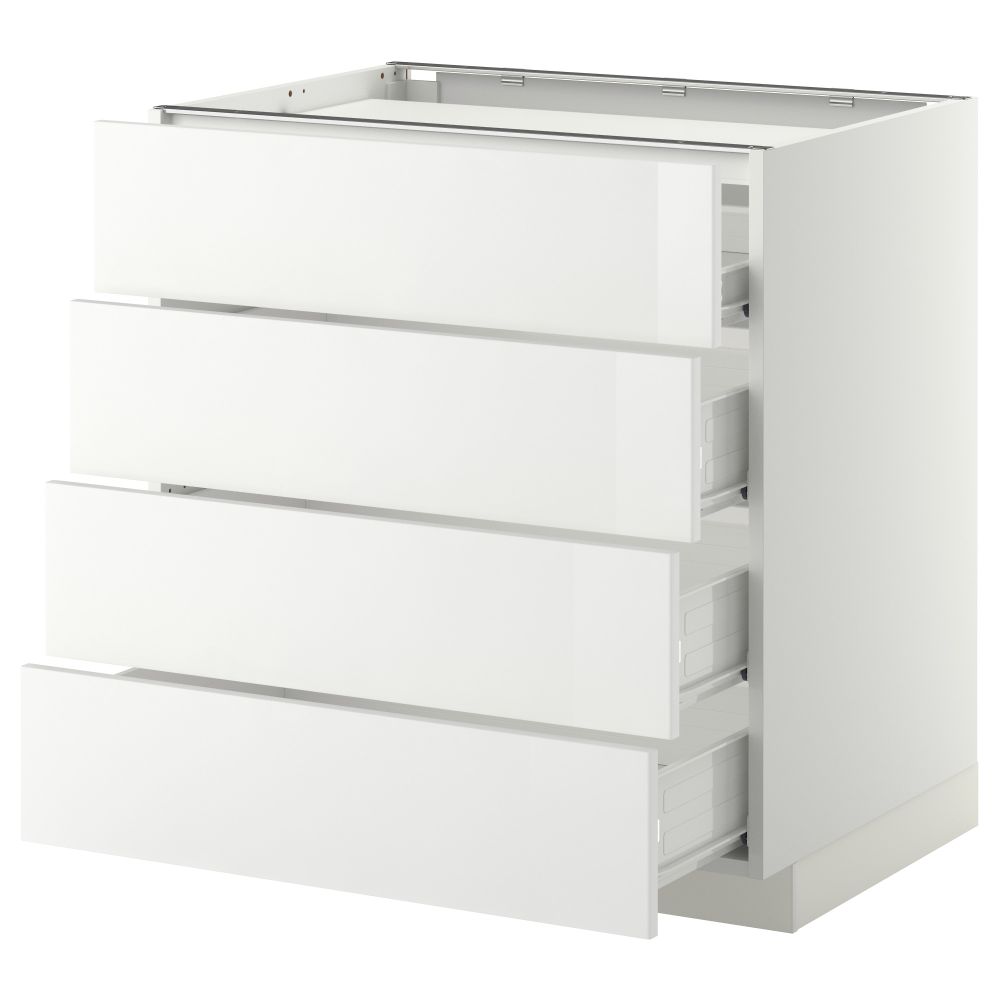 Напольный шкаф, 4 фронтальных панели, 4 ящика МЕТОД / ФОРВАРА, белый, Рингульт белый - схема-чертеж с размерами