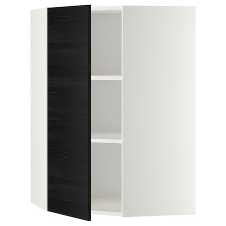 Угловой навесной шкаф с полками, белый, Тингсрид черный 68x100 см IKEA МЕТОД 792.245.30