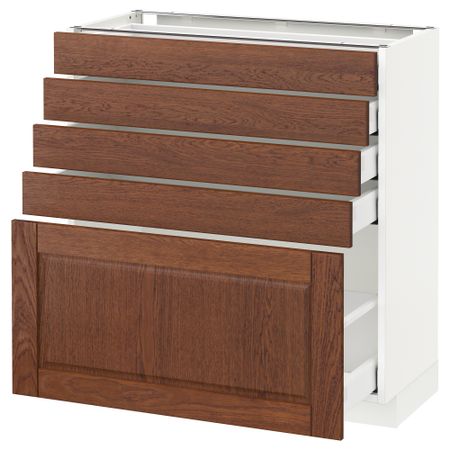 Напольный шкаф с 5 ящиками МЕТОД / МАКСИМЕРА, белый, Филипстад коричневый