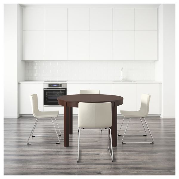 Стол и 4 стула БЬЮРСТА / БЕРНГАРД, коричневый, Кават белый (115 см) - фото 2