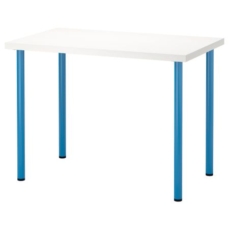Стол ЛИННМОН / АДИЛЬС, белый, синий (100x60 см)