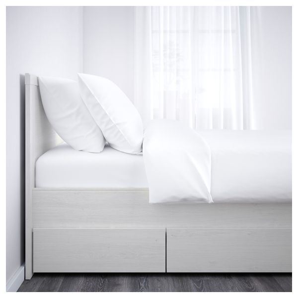 Каркас кровати с 2 ящиками БРУСАЛИ, белый, Леирсунд - фото 2