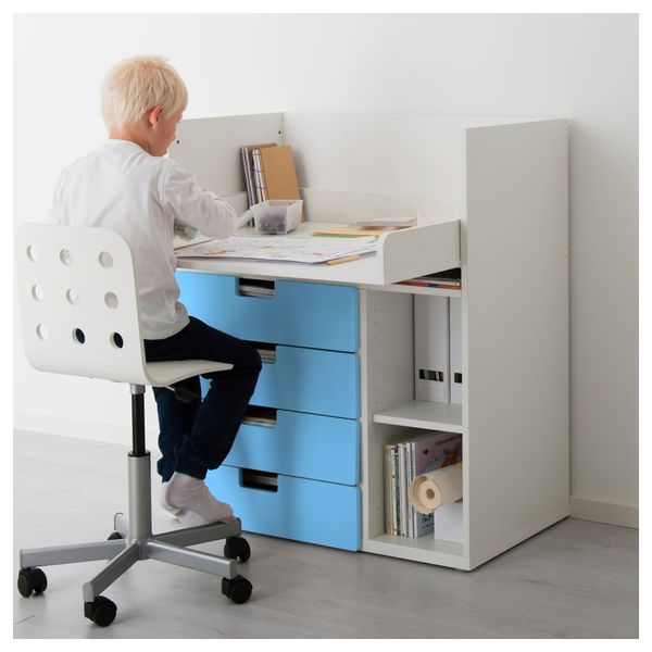 Пеленальный столик с 4 ящиками СТУВА, белый, синий (90x79x102 см) - фото 4