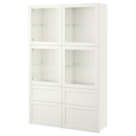 Комбинация для хранения со стеклянными дверцами БЕСТО, Ханвикен, Синдвик белый прозрачное стекло (120x40x192 см)