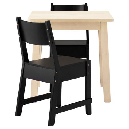 Стол и 2 стула НОРРОКЕР / НОРРОКЕР, белый береза, черный (74 см)