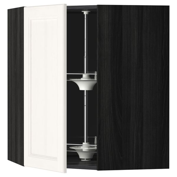 Угловой навесной шкаф с вращающейся секцией МЕТОД, черный, Лаксарби белый - схема-чертеж с размерами