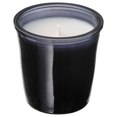Ароматическая свеча в стакане, 20 ч, Черная роза и сандаловое дерево/серый IKEA LÖVTRÄD 505.271.51