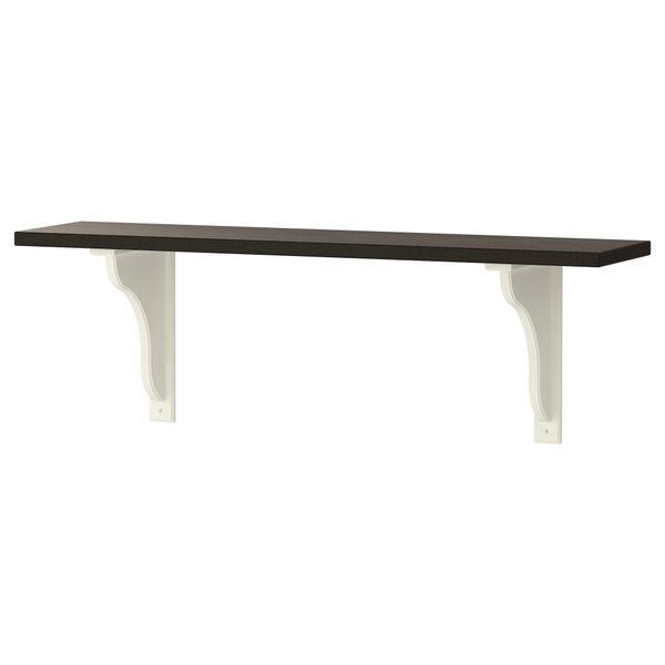 Полка навесная ЭКБИ ХЕМНЭС / ЭКБИ ХЕНСВИК, черно-коричневый, белый (79x19 см) - схема-чертеж с размерами