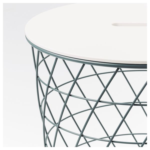 Столик с отделениями для хранения КВИСТБРУ, бирюзовый (44 см) - фото 6