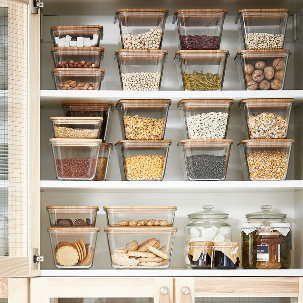 IKEA 365+ Контейнер для продуктов с крышкой - прямоугольн формы стекло/бамбук 1.8 л - фото 4