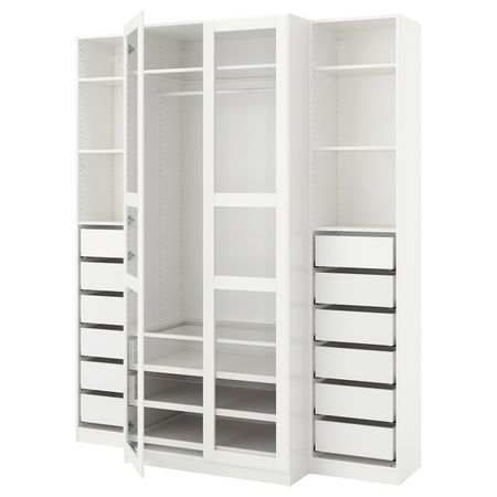 Гардероб, белый/Тисседаль стекло 200x60x236 см IKEA PAX ПАКС 293.001.02