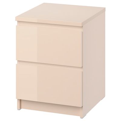 MALM Комод с 2 ящиками - светло-оранжевый/глянцевый 40x55 см