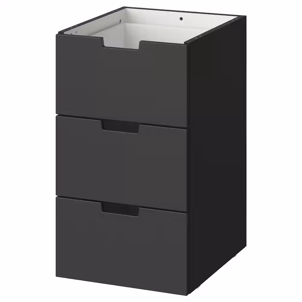 NORDLI Модульный комод с 3 ящиками - антрацит 40x68 см - схема-чертеж с размерами